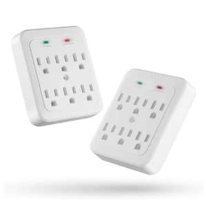 6 Outlet Extender with Rotating Plug 4 USB Ports 3 Sided Power Strip Surge Protector 1700J for Travel Office White