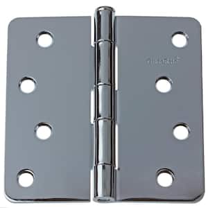4 in. Polished Chrome Steel Door Hinge 1/4 in. Corner Radius with Screws (12-Pack)