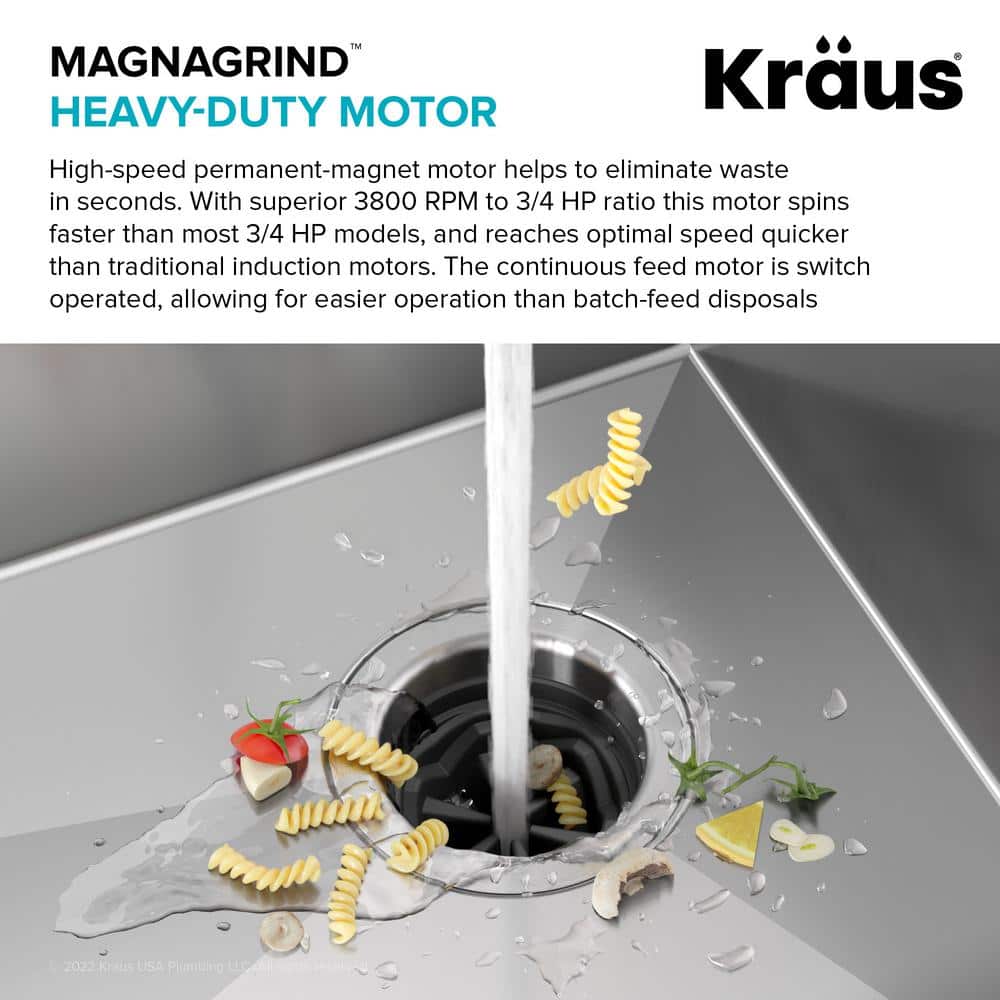 Matte Gray Stainless Steel Continuous Feed Garbage Disposal