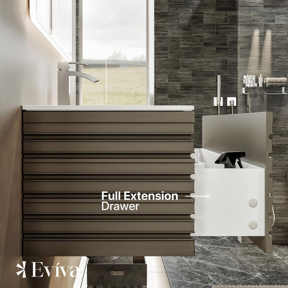 Smog Grey 42" Wall Mount Vanity with Integrated Sink