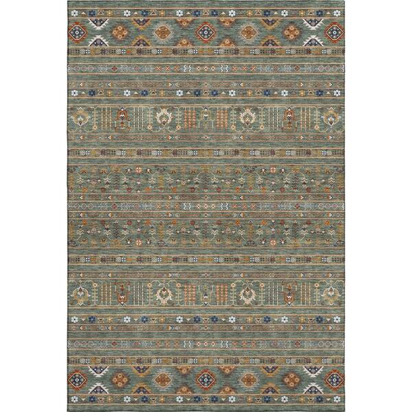 Mayfield Premium Machine Washable Abstract AMF2244 Sage 5 ft. x 7 ft. 6 in. Area Rug