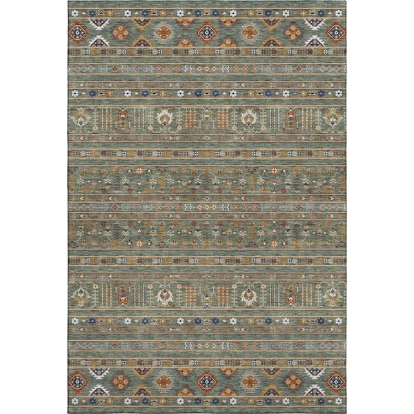 Mayfield Premium Machine Washable Abstract AMF2244 Sage 9 ft. x 12 ft. Area Rug