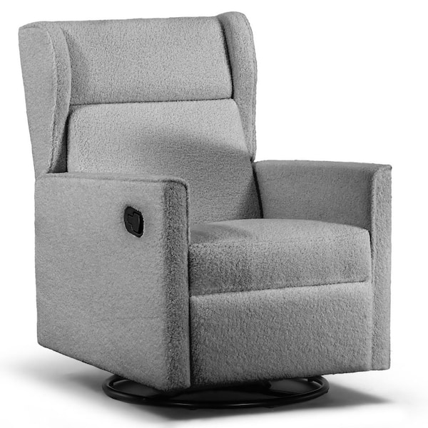 ComHoma Swivel Rocker Recliner Teddy Upholstered Nursery Rocking Chair Manual Glider Reclining Chair,Gray