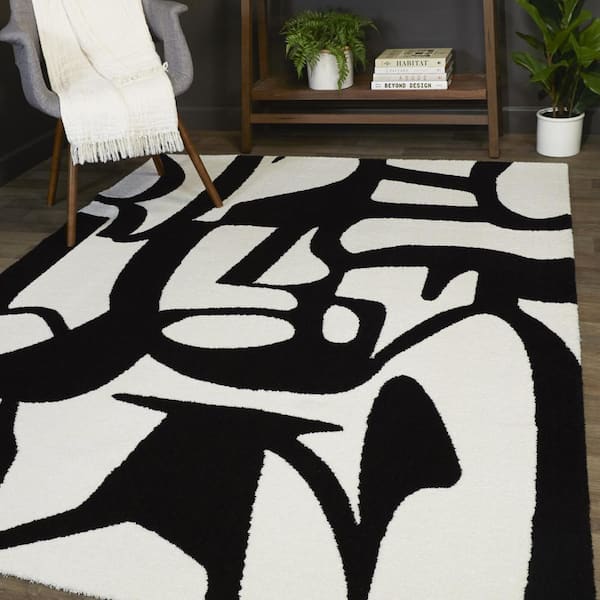 Evesham Black 5 ft. x 7 ft. Abstract Area Rug