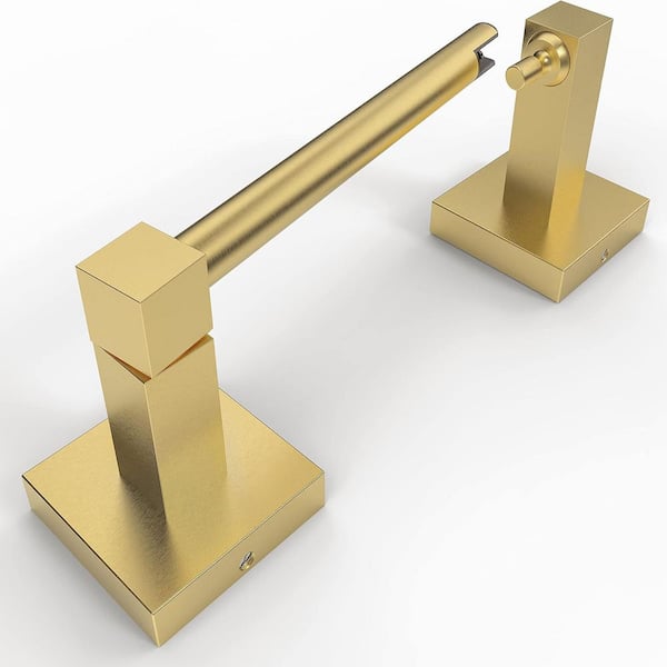 Wall-Mount Double Post Toilet Paper Holder Pivoting Square Tissue Holders Roll Holder Hangers Stand In Brushed Gold