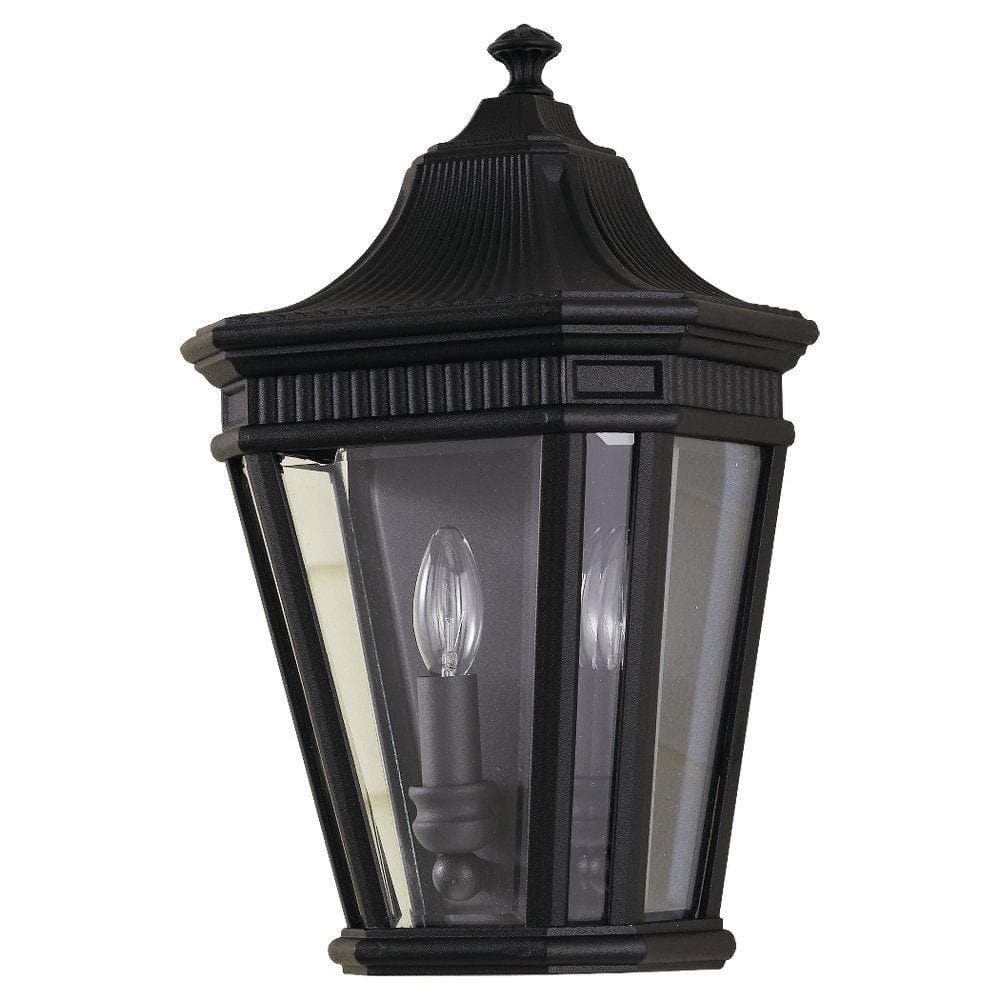 Generation Lighting Cotswold Lane 2-Light Black Outdoor 16 in. Wall Lantern Sconce