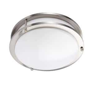 12 in. Brushed Nickel 3 CCT Integrated LED Flush Mount Ceiling Light