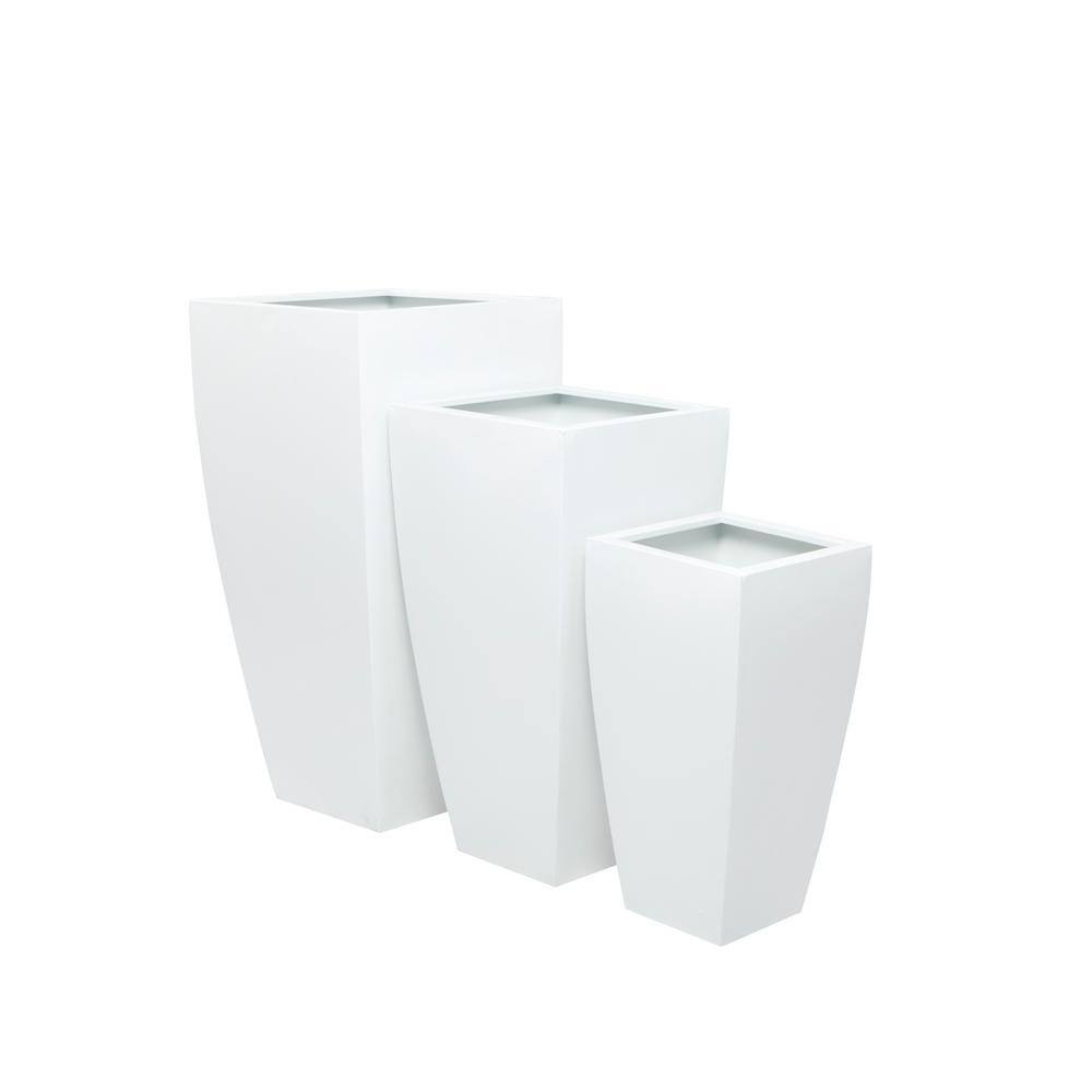 Extra Large Modern Square Metal Planter, White - Indoor/Outdoor