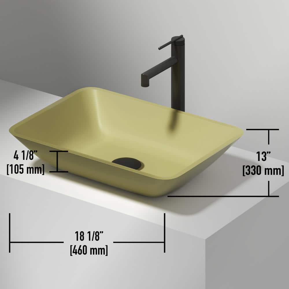 Citron Yellow Glass Rectangular Vessel Bathroom Sink