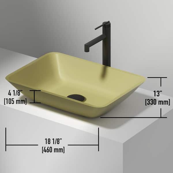 VIGO Matte Shell Sottile Citron Glass 18 in. L x 13 in. W x VIGO Matte Shell Sottile Citron Glass 18 in. L x 13 in. W x