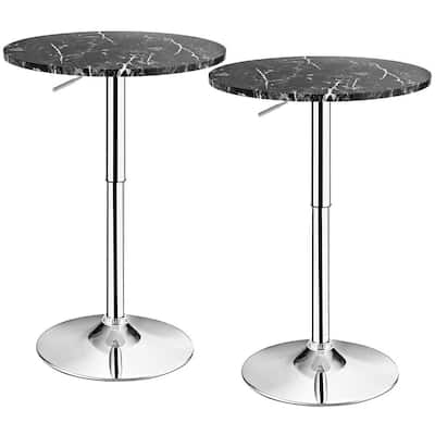 2-Piece Round 36 in. Height Bistro Bar Table Height Adjustable 360° Swivel Black