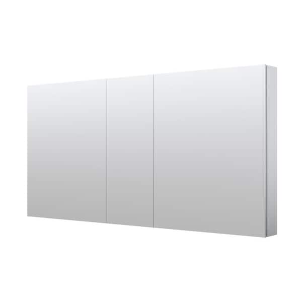 60 in.W x 30 in.H Rectangular Aluminum Recessed/Surface Mount Frameless Medicine Cabinet with Mirror and Soft-Close Door
