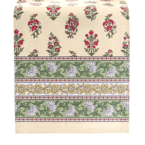 Threadmade Home Nomad Harvest Block Print Table Runner, Multicolor - 13"W x 70"L