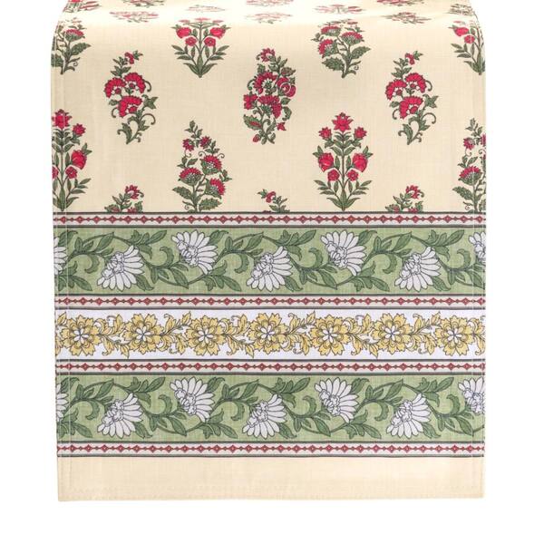 Threadmade Home Nomad Harvest Block Print Table Runner, Multicolor - 13"W x 70"L