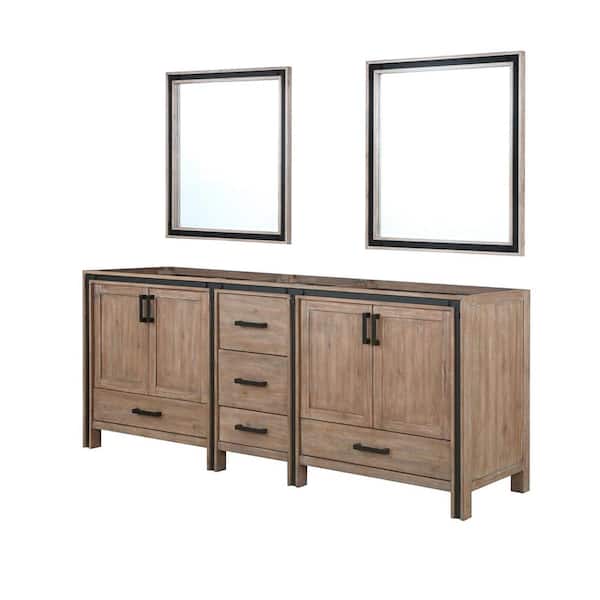 Lexora Ziva 84 in. W x 22 in. D Rustic Barnwood Double Bath Vanity without  Top and 34 in Mirrors LZV352284SN00M34 - The Home Depot