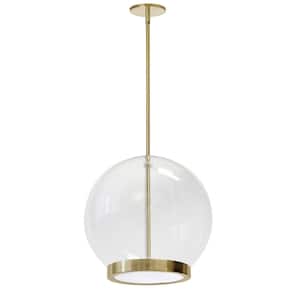 Picotas 1-Light Aged Brass Shaded Integrated LED Pendant Light with Clear Glass Shade
