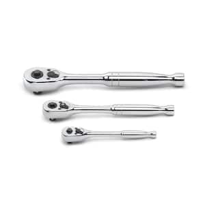 1/4 in., 3/8 in. and 1/2 in. Drive 45-Tooth Quick Release Teardrop Ratchet Set (3-Piece)