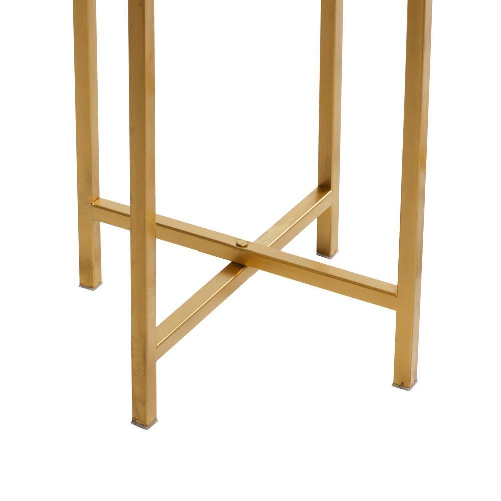 Set of 2 Black and Gold Metal Planters with Stands