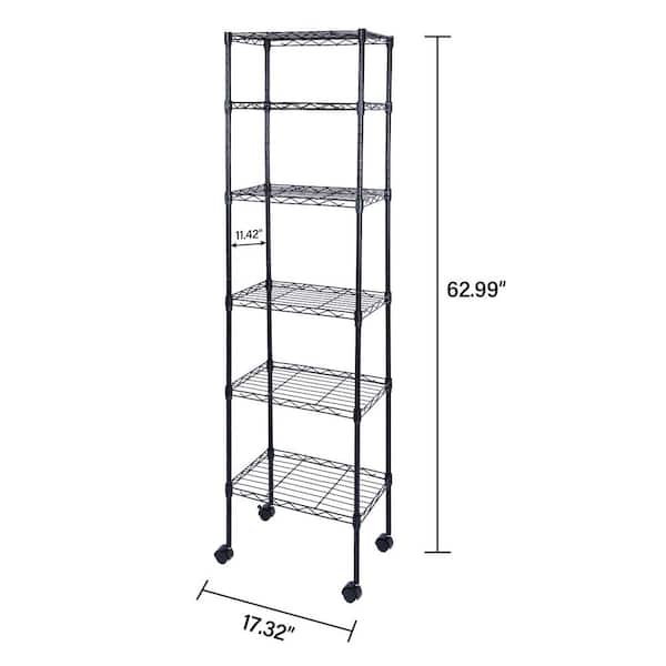 FUNKOL 6-Tier Corner Black Kitchen Shelf Metal Storage Shelf Height  Adjustable W15506WMQ5919 - The Home Depot