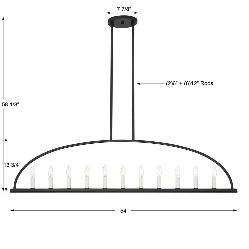 Abbott Black 11-Light Steel Candle Chandelier