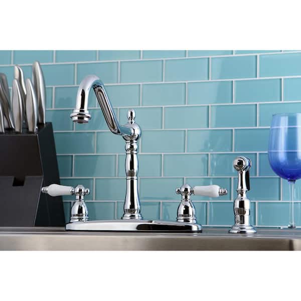 Heritage 2-Handle Standard Kitchen Faucet with Side Sprayer in Polished Chrome