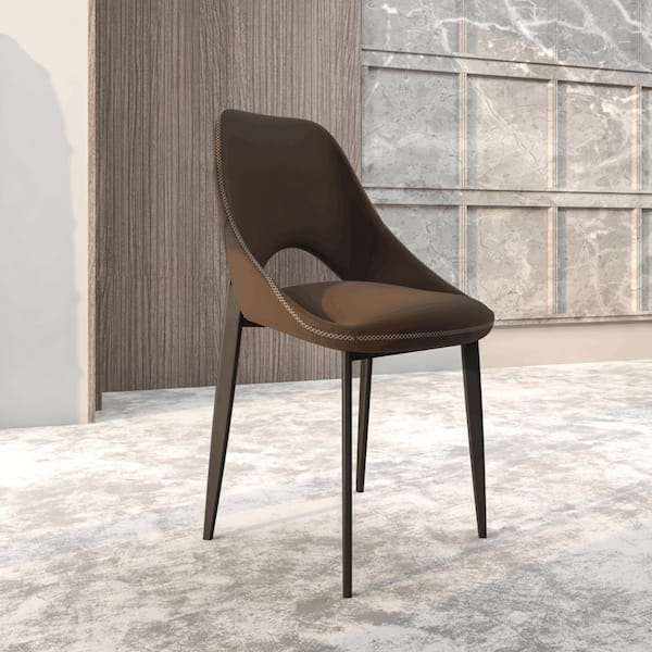 Amalfi Upholstered Modern Dining Chair with Metal Legs Open Back Accent Chair for Dining in Dark Brown