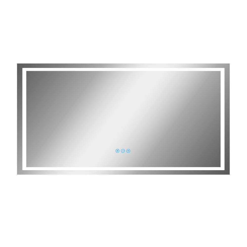 60 in. W x 30 in. H Rectangular Frameless Temperature and Anti-Fog LED ...