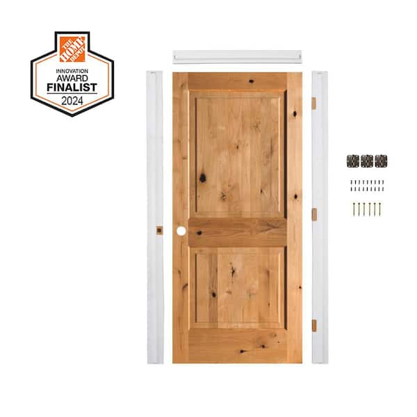 DIY RTA Kit 24 in. x 80 in. Knotty Alder Sq. Top Right-Hand Clear Stain Wood Single Ready To Assemble Interior Door