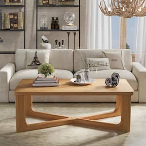 50 in. Natural Color Large Rectangle Solid Wood Oak Coffee Table