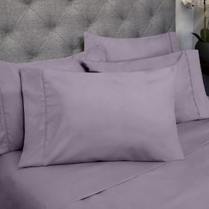 1500 Supreme Series 6-Piece Plum Solid Color Microfiber King Sheet Set