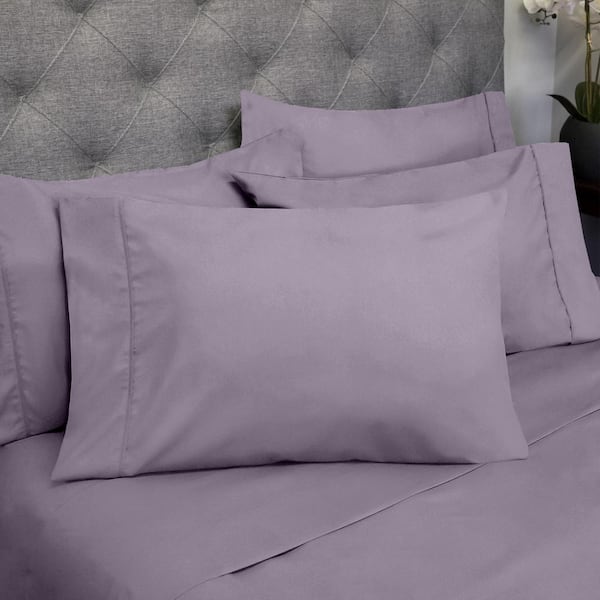 Sweet Home Collection 1500 Supreme Series 6-Piece Plum Solid Color Microfiber Queen Sheet Set