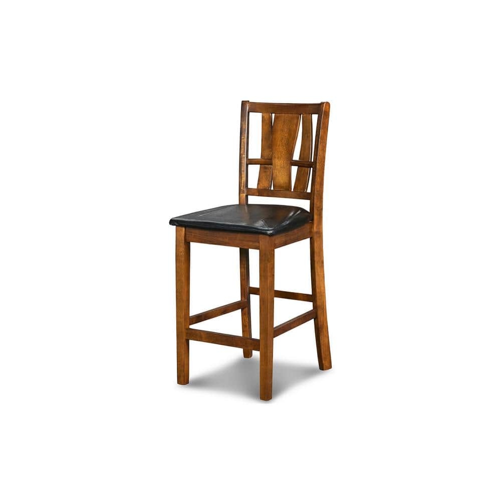 Dark Espresso Square Counter Dining Set with Faux Leather Seats