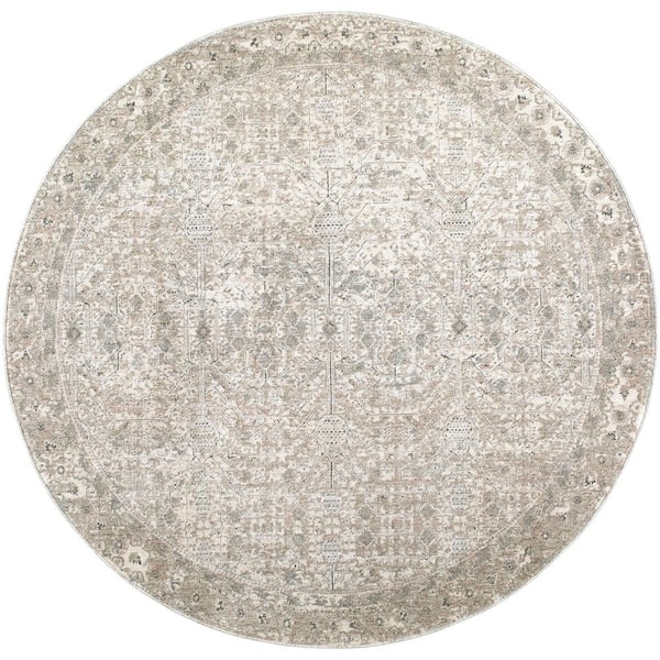 Poetry Tan Traditional Botanical 5 ft. 3 in. x 5 ft. 3 in. Area Rug