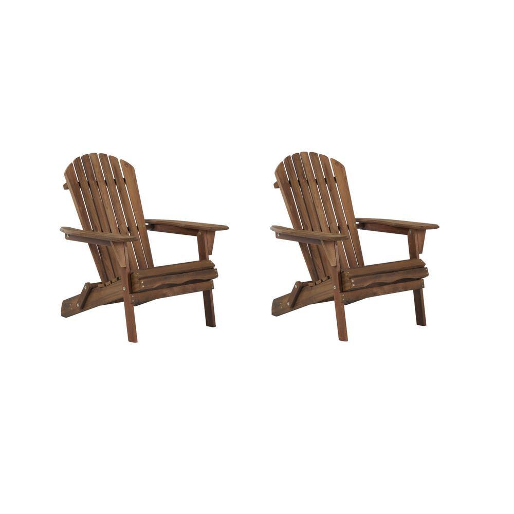 TIRAMISUBEST T-Garden Dark Brown Wood Adirondack Chairs Natural in ...