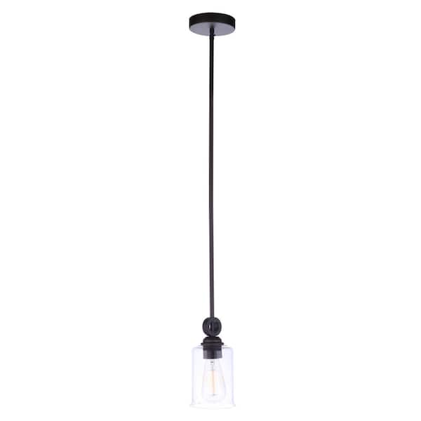 Romero 60 Watt 1 Light Espresso Finish Dining/Kitchen Island Mini Pendant Light w/Clear Glass Shade, No Bulbs Included