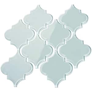 Baby Blue Arabesque 4 in. x 5 in. x 8mm Glass Backsplash and Wall Tile (7 sq. ft. / case)