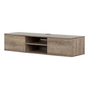 Agora Weathered Oak 56 in. Wide Wall Mounted Media Console