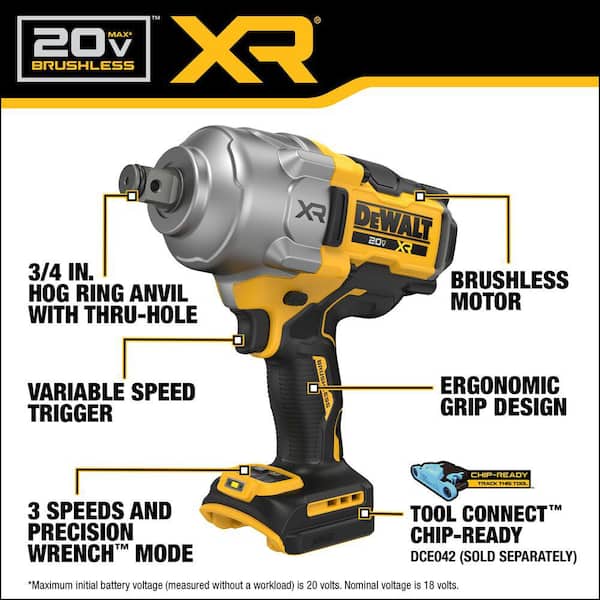 20V Brushless Cordless 3/4 in. High Torque Impact Wrench Kit with Hog Ring Anvil (Tool Only)