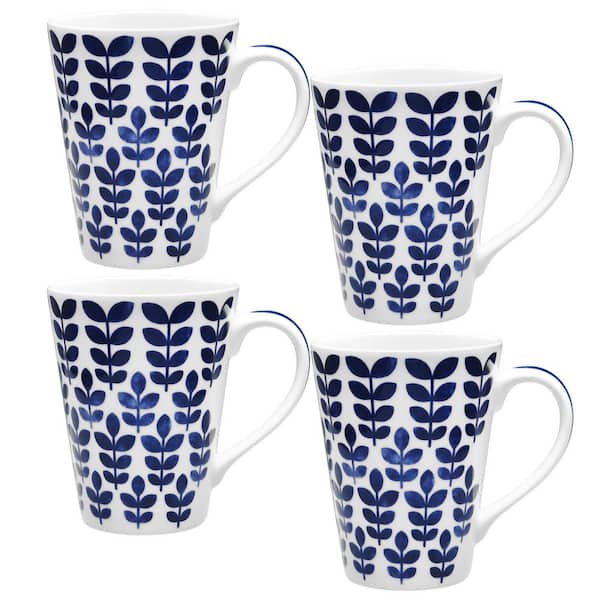 Sandefjord 12 fl. oz. (Blue) Porcelain Mugs, (Set of 4)