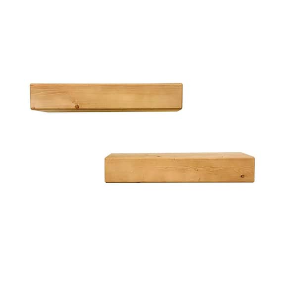 Unbranded Del Hutson Artisan Haute 6 in. x 20 in. x 4 in. Walnut Pine Wood Floating Box Set of 2 Decorative Wall Shelf Set