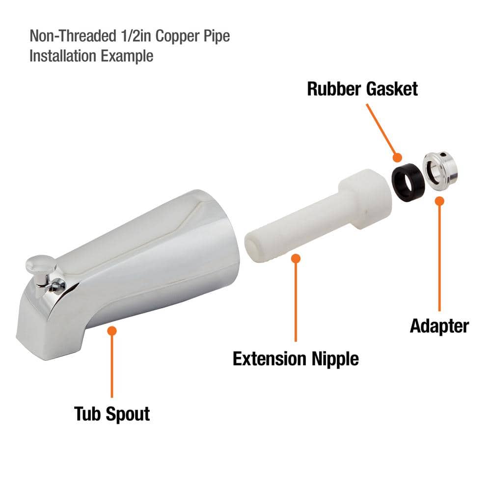 Chrome Tub Spout with Diverter and Adapters
