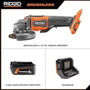 18V Brushless Cordless 4-1/2 in. Angle Grinder Kit with 4.0 Ah Battery and Charger