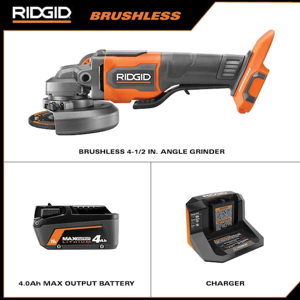 18V Cordless Angle Grinder With 4.0Ah Battery, Charger and