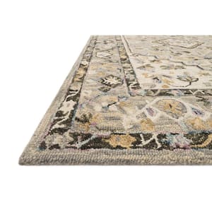 Beatty Grey/Ivory 9 ft. 3 in. x 13 ft. Traditional 100% Wool Area Rug