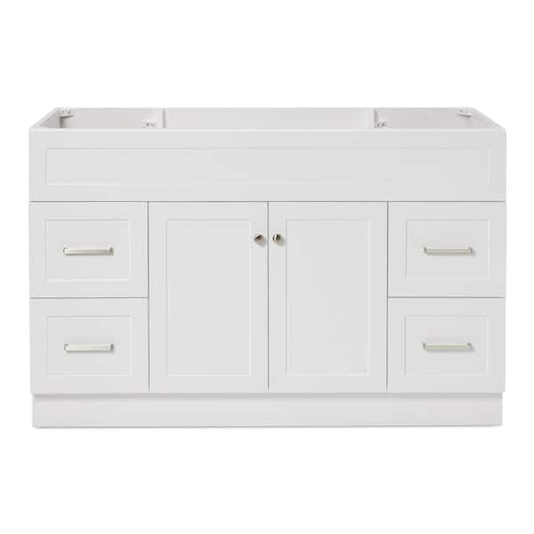 ARIEL Hamlet 54 in. W x 21.5 in. D x 34.5 in. H Freestanding Bath Vanity Cabinet without Top in White
