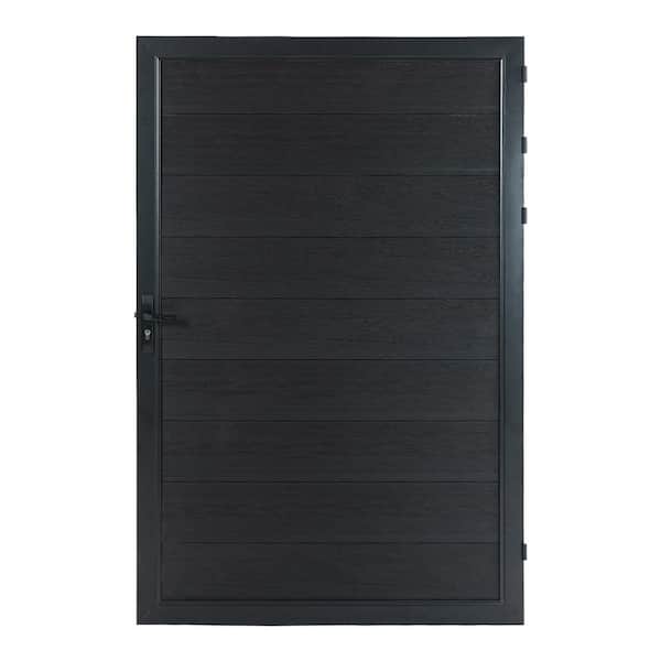 Safety 4 ft. W x 6 ft. H Black Composite Panel Fence Gate with Aluminum Alloy Handle for Garden Privacy