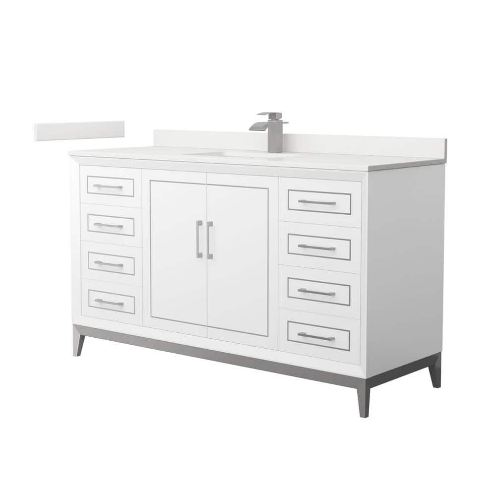Marlena 60 in. W x 22 in. D x 35.25 in. H Single Bath Vanity in White with White Quartz Top price history on PriceWatchPro