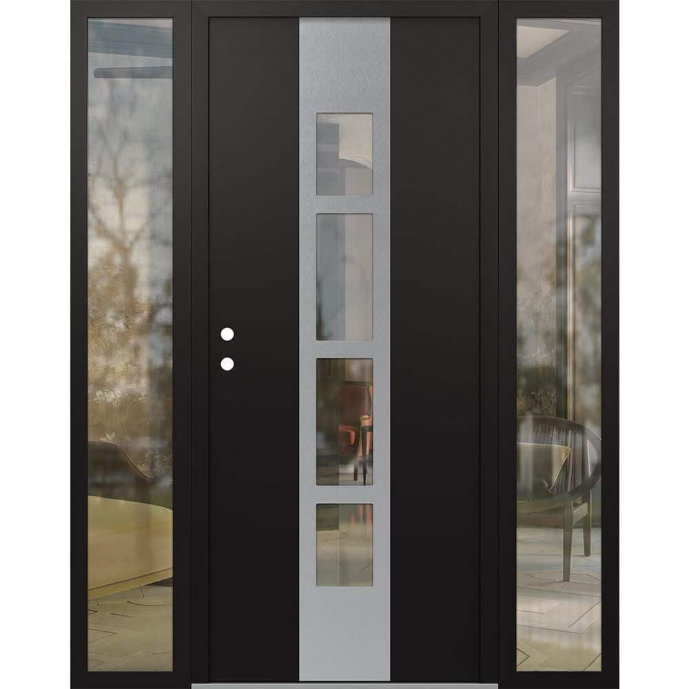 A10 60 in. x 80 in. Silver P Right-Hand/Inswing Clear Glass Black/Black 2 Sidelite Steel Prehung Front Door price history on PriceWatchPro