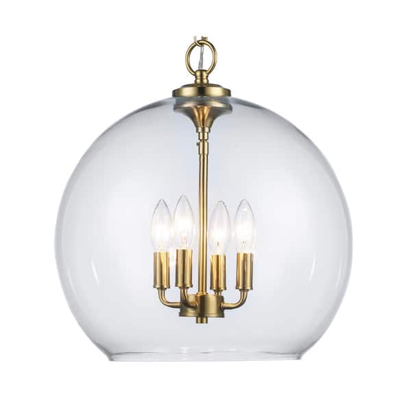 Home Decorators Collection Kingsley 4-Light Aged Brass Oversized Pendant  Light Fixture with Clear Glass Shade T-P00199007A - The Home Depot