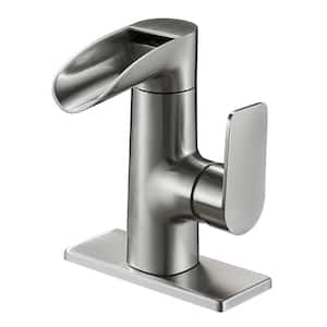 Rotatable Single Handle Single Hole Bathroom Faucet in Brushed Nickel